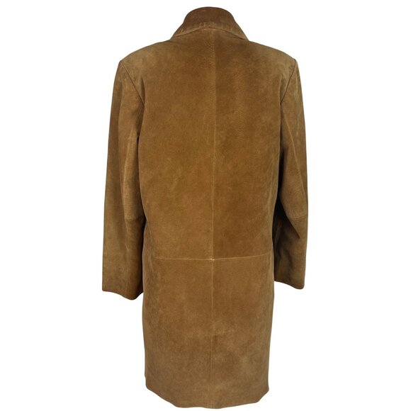 Bernardo Camel Brown Suede Trench Coat S Barn Oversized Washable Western Boho - Picture 6 of 14